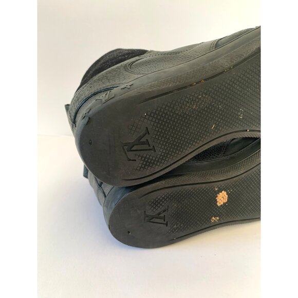 Louis Vuitton Women's Sz 37 Black Leather and Suede Millenium Wedge High-Top - Picture 8 of 15